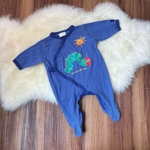 Vintage Carter’s The Very Hungry Caterpillar Blue Footie Onesie • Size 0/3M